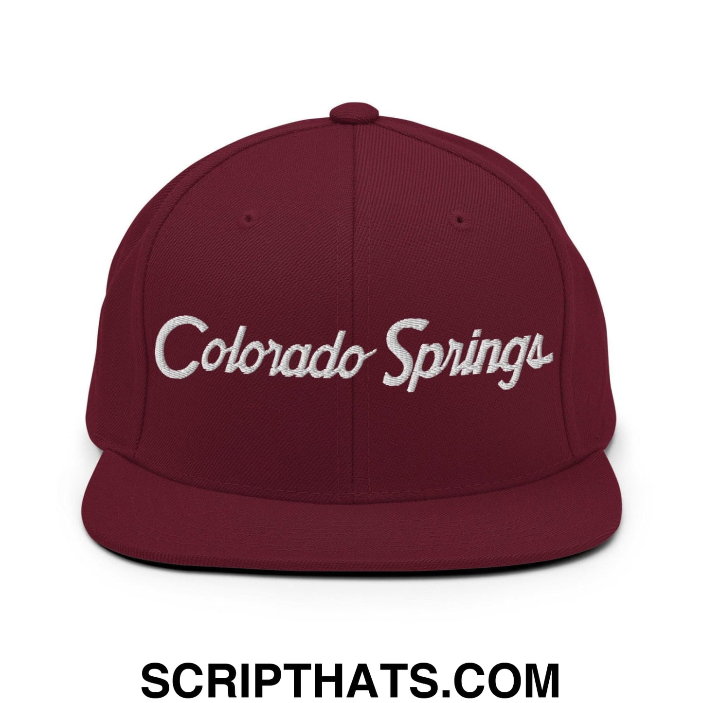 Colorado Springs Script Snapback Hat Maroon