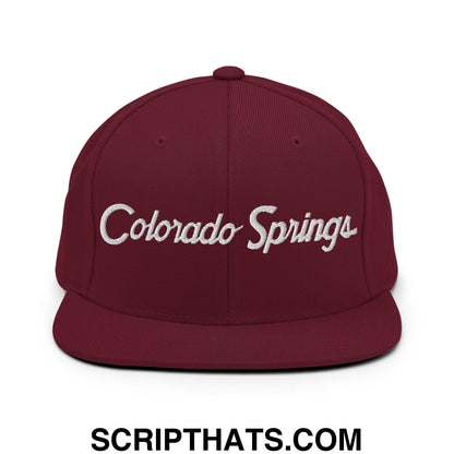 Colorado Springs Script Snapback Hat Maroon
