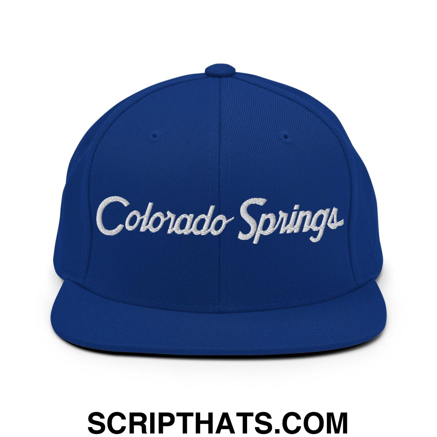 Colorado Springs Script Snapback Hat Royal Blue