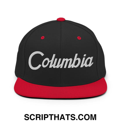 Columbia Script Snapback Hat Black Red