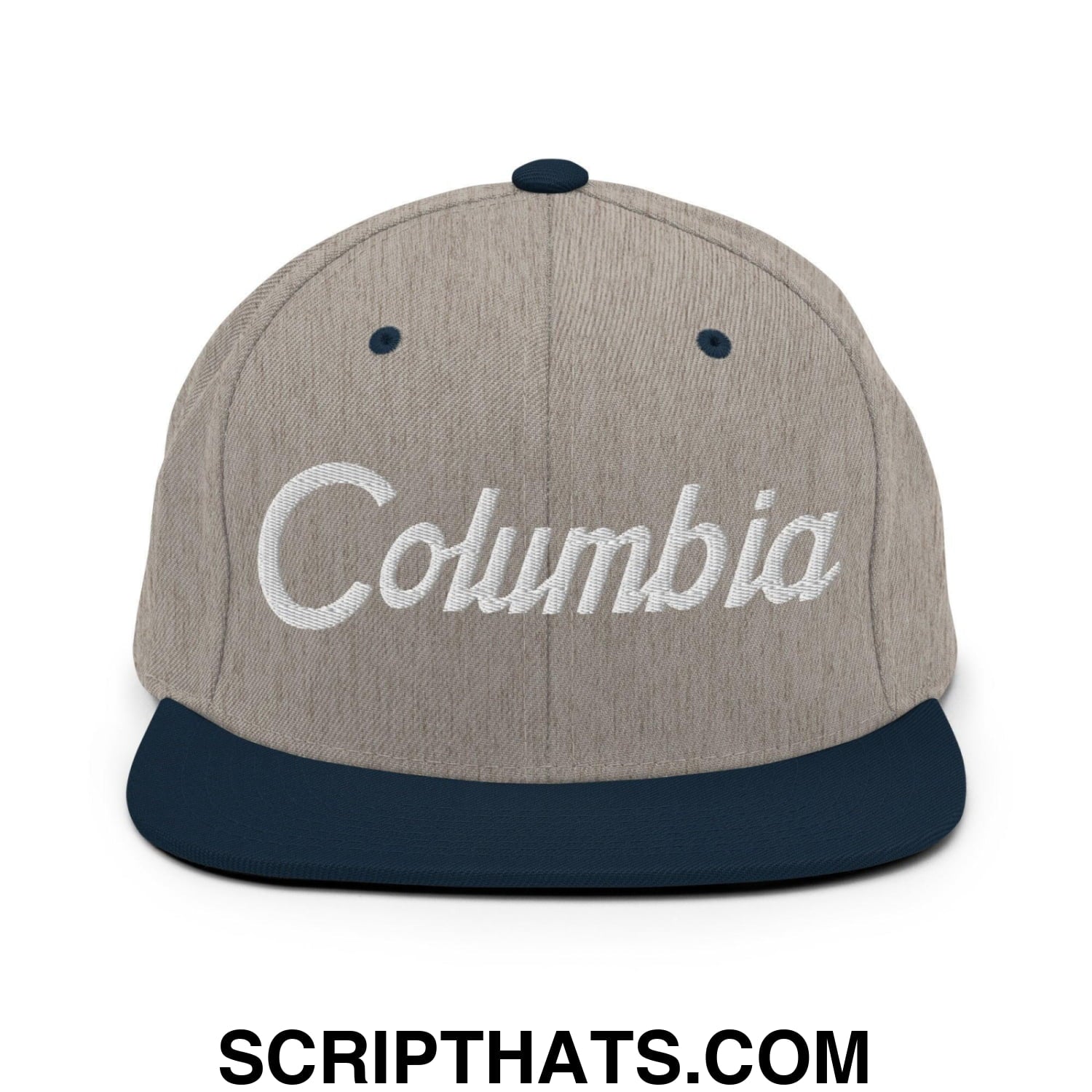 Columbia Script Snapback Hat Heather Grey Navy
