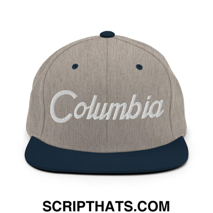 Columbia Script Snapback Hat Heather Grey Navy