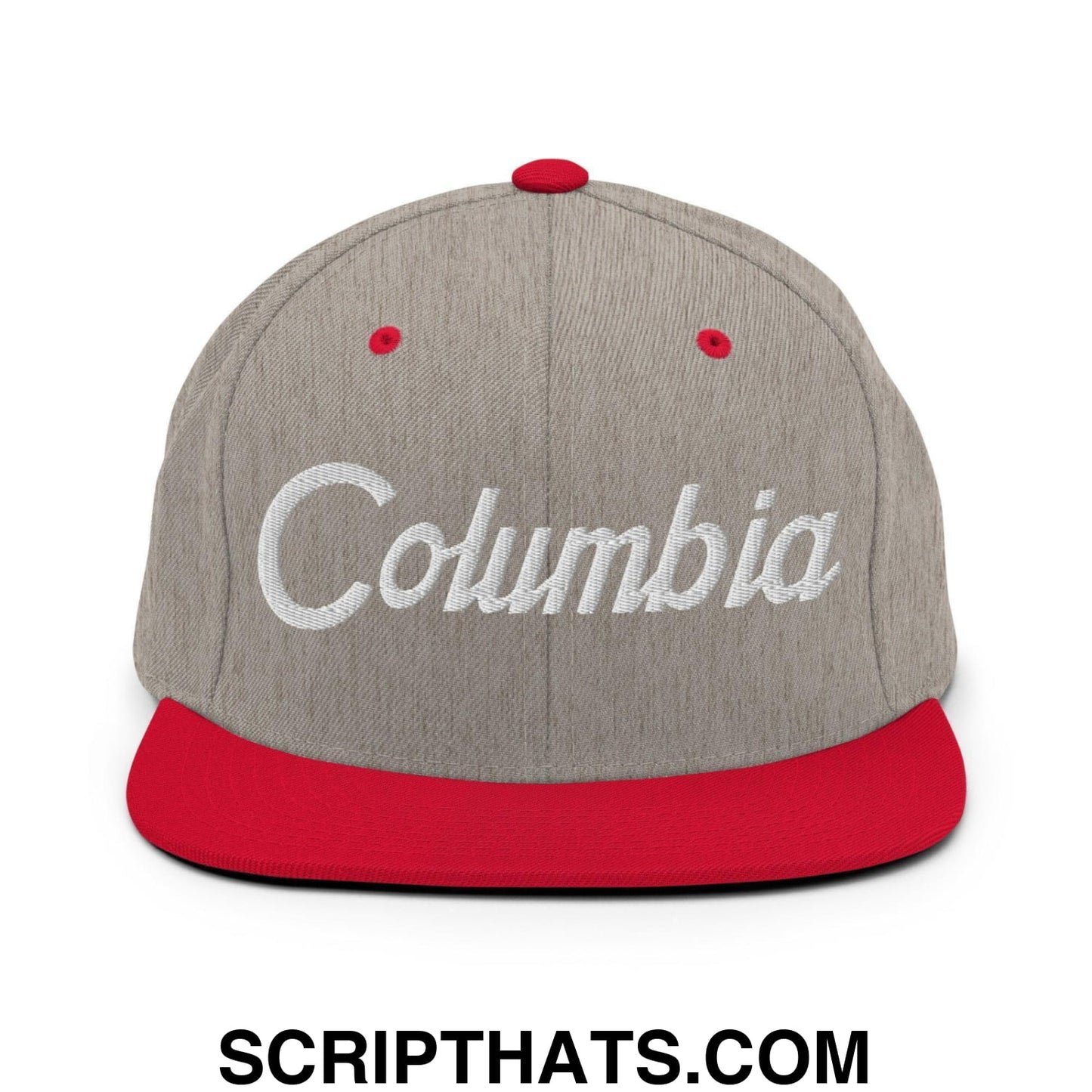 Columbia Script Snapback Hat Heather Grey Red