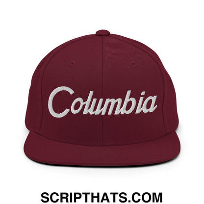 Columbia Script Snapback Hat Maroon