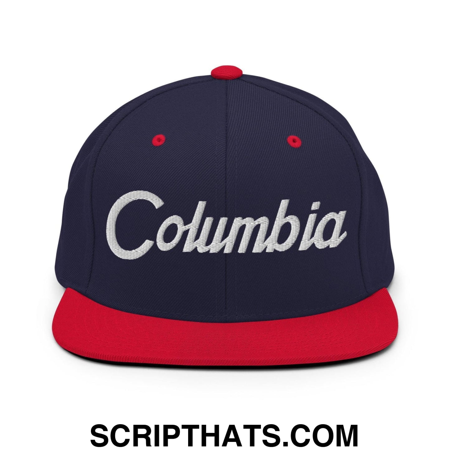 Columbia Script Snapback Hat Navy Red