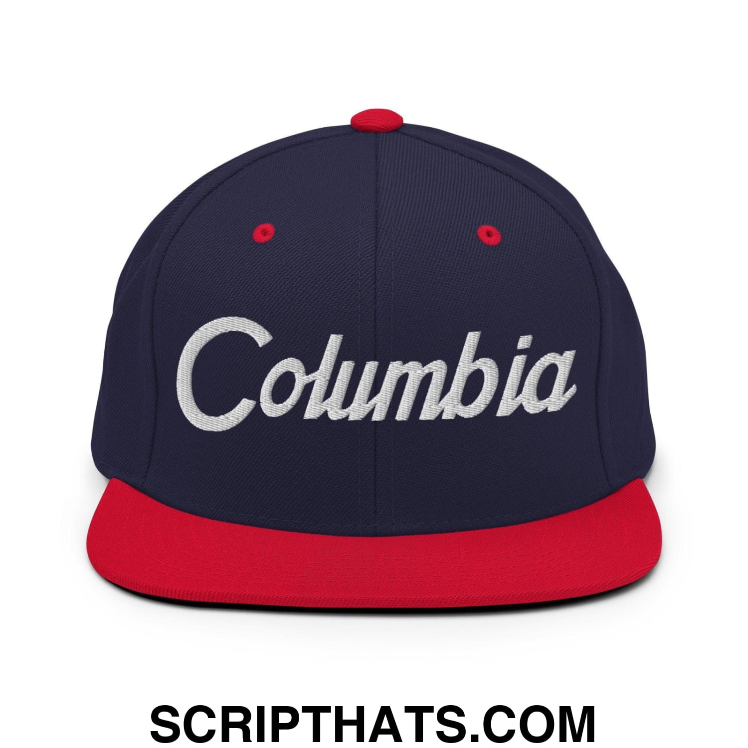 Columbia Script Snapback Hat Navy Red