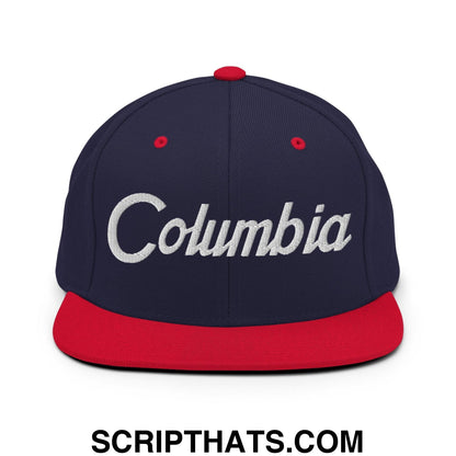Columbia Script Snapback Hat Navy Red