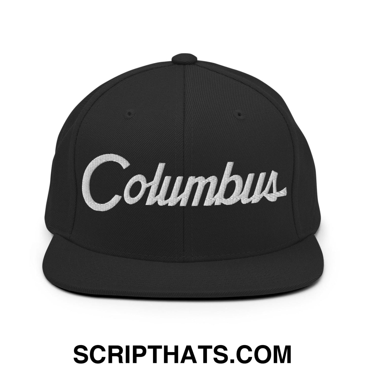 Columbus Script Snapback Hat Black