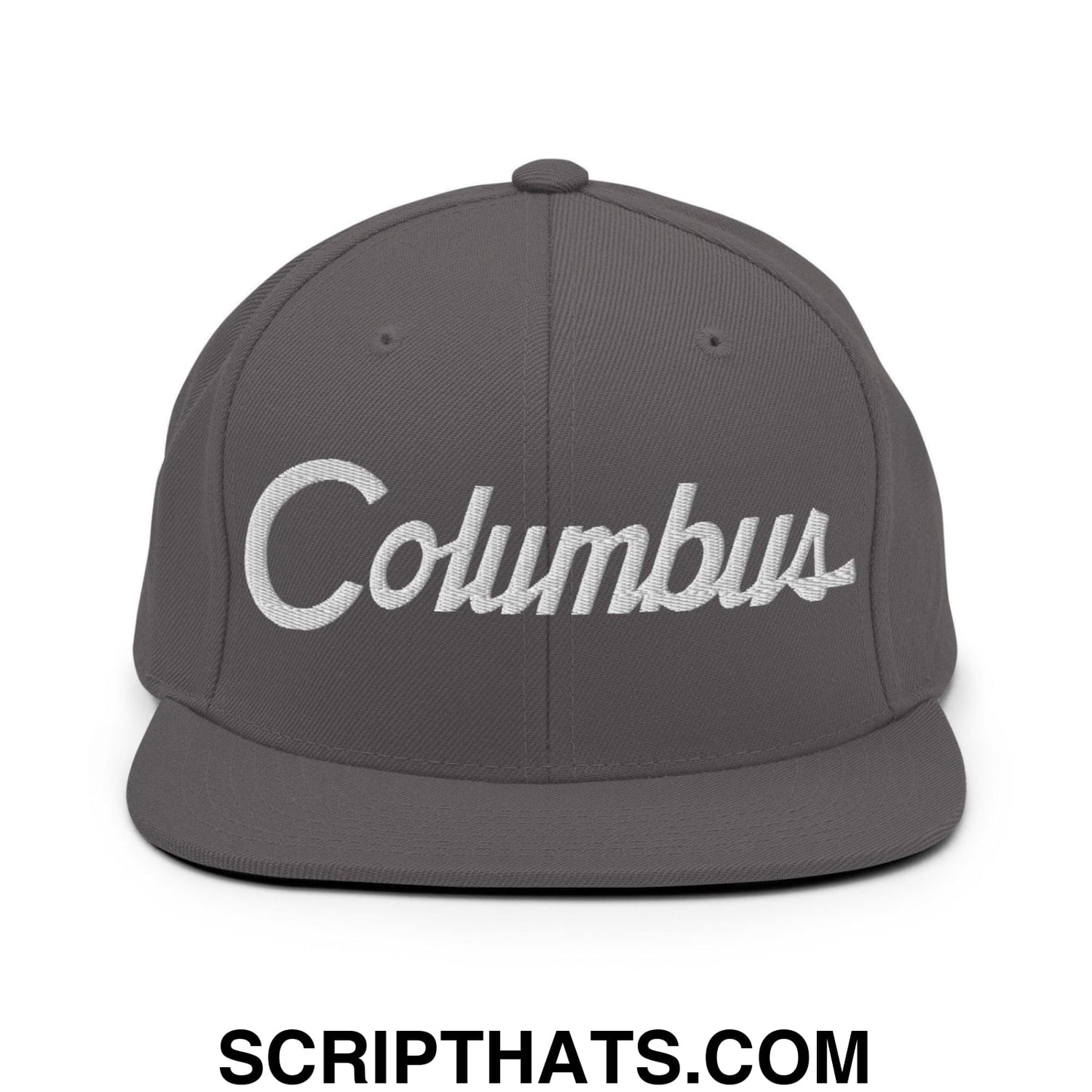 Columbus Script Snapback Hat Dark Grey