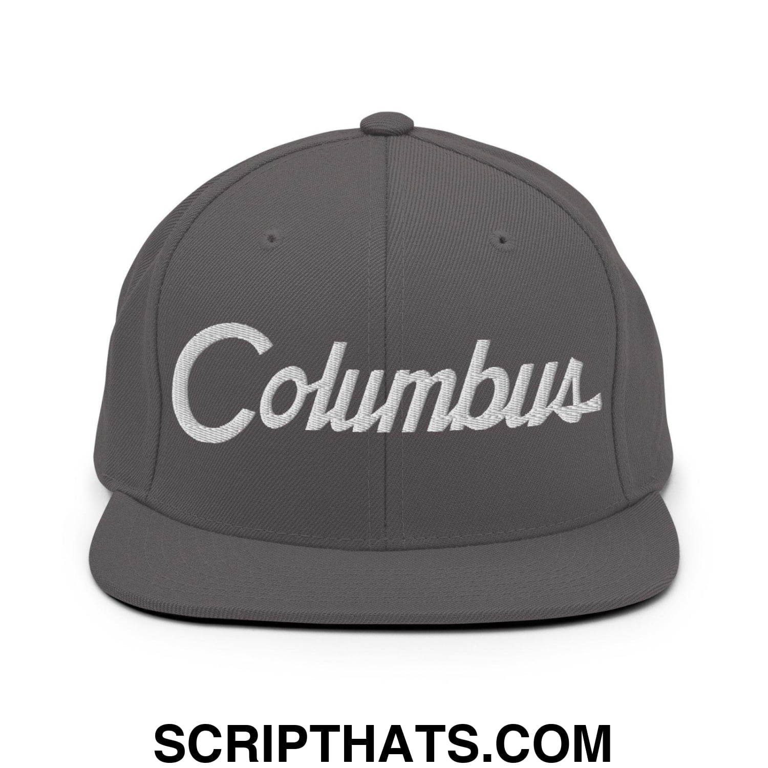 Columbus Script Snapback Hat Dark Grey