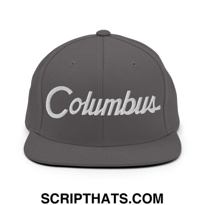 Columbus Script Snapback Hat Dark Grey