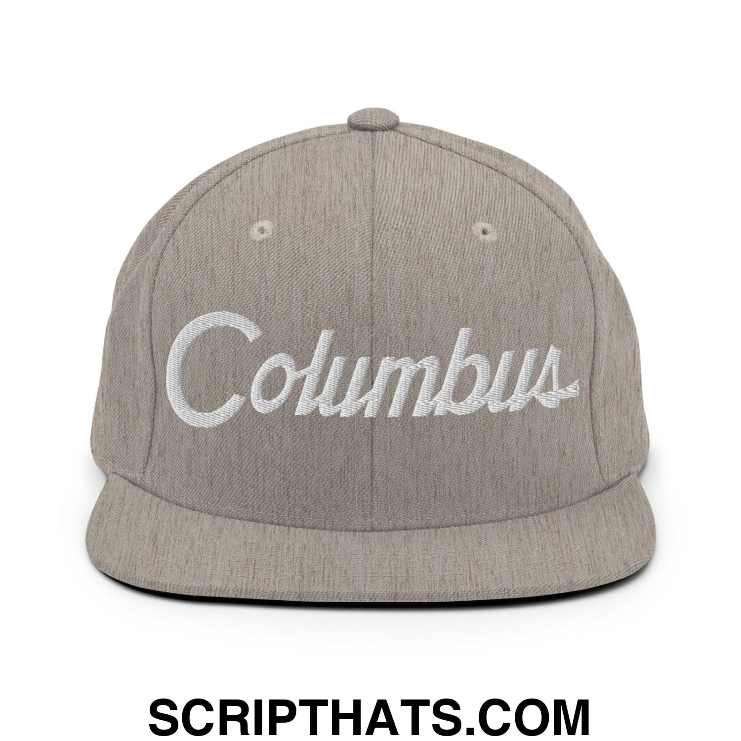 Columbus Script Snapback Hat Heather Grey