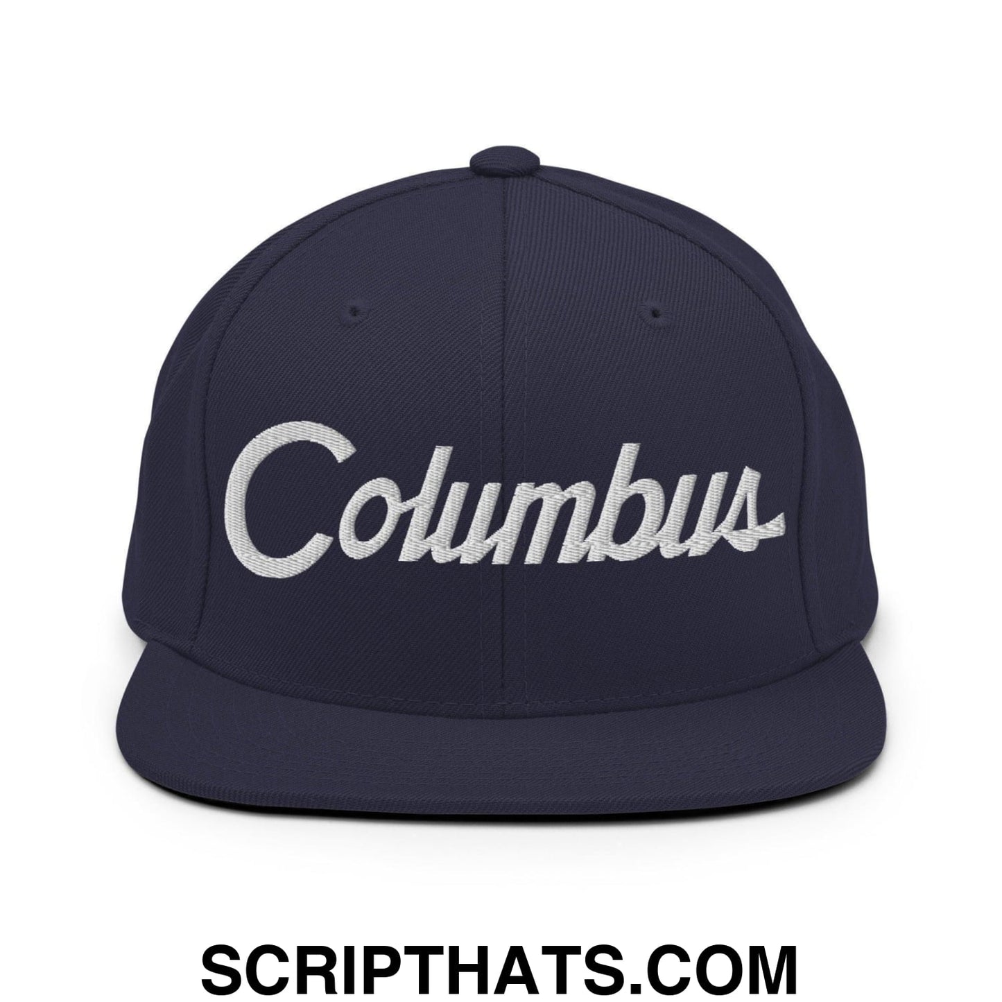 Columbus Script Snapback Hat Navy
