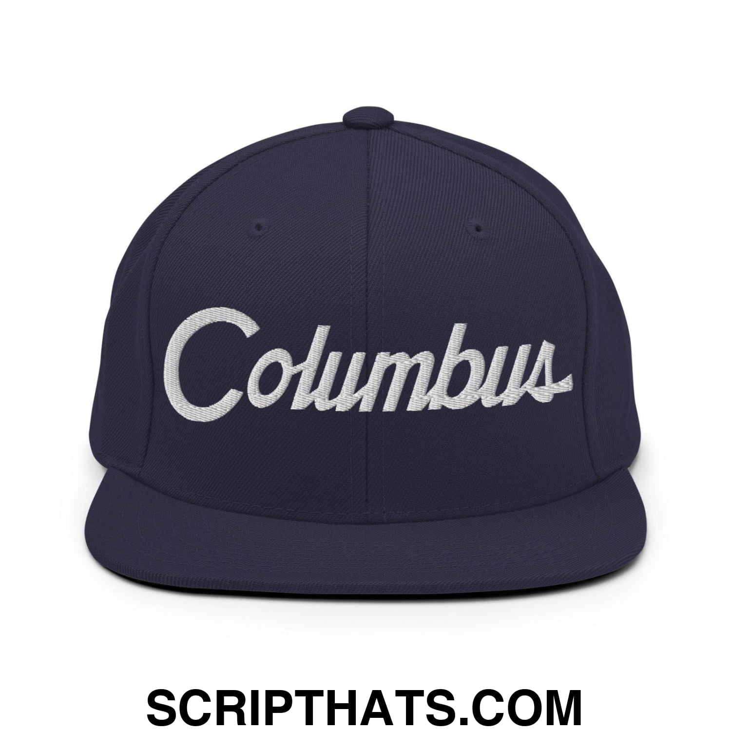Columbus Script Snapback Hat Navy