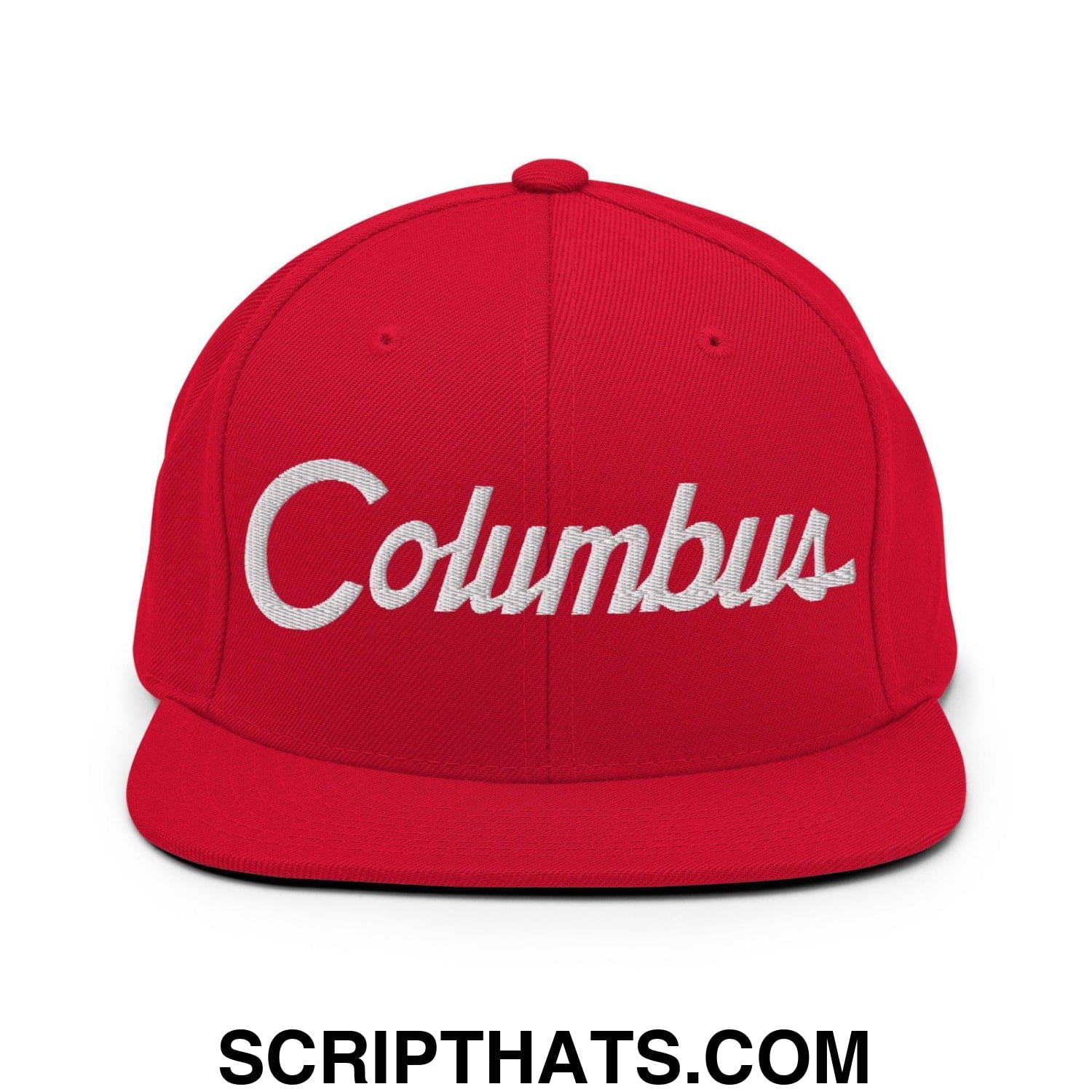 Columbus Script Snapback Hat Red