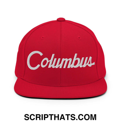 Columbus Script Snapback Hat Red