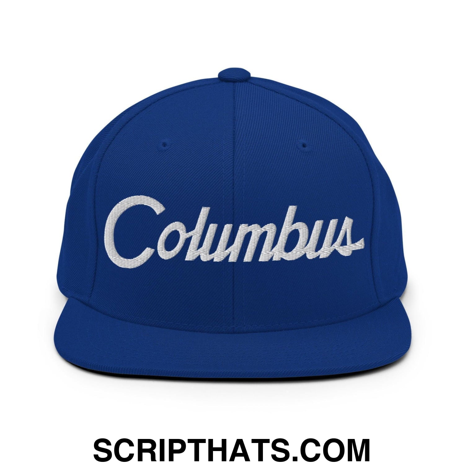 Columbus Script Snapback Hat Royal Blue