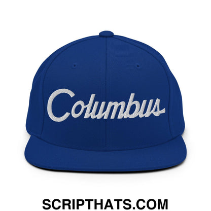 Columbus Script Snapback Hat Royal Blue