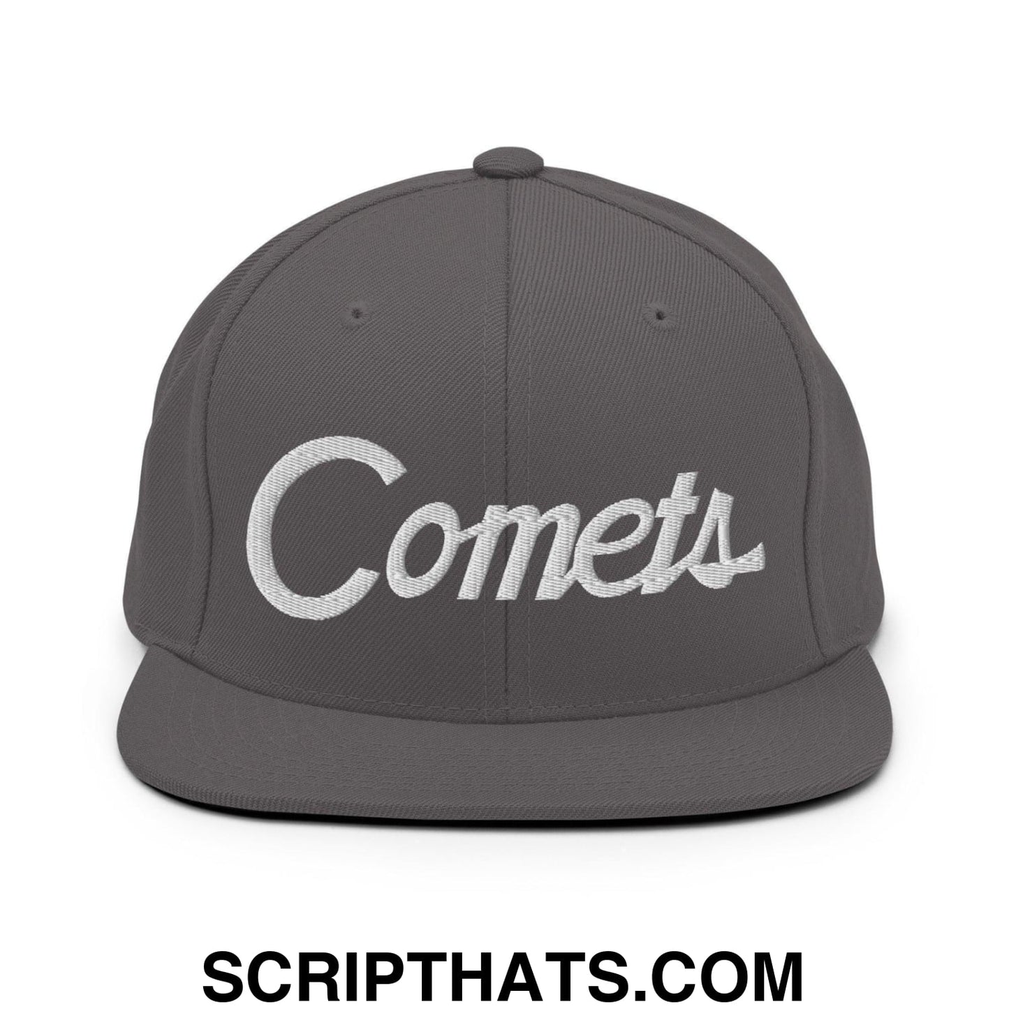 Comets School Mascot Script Snapback Hat Dark Grey