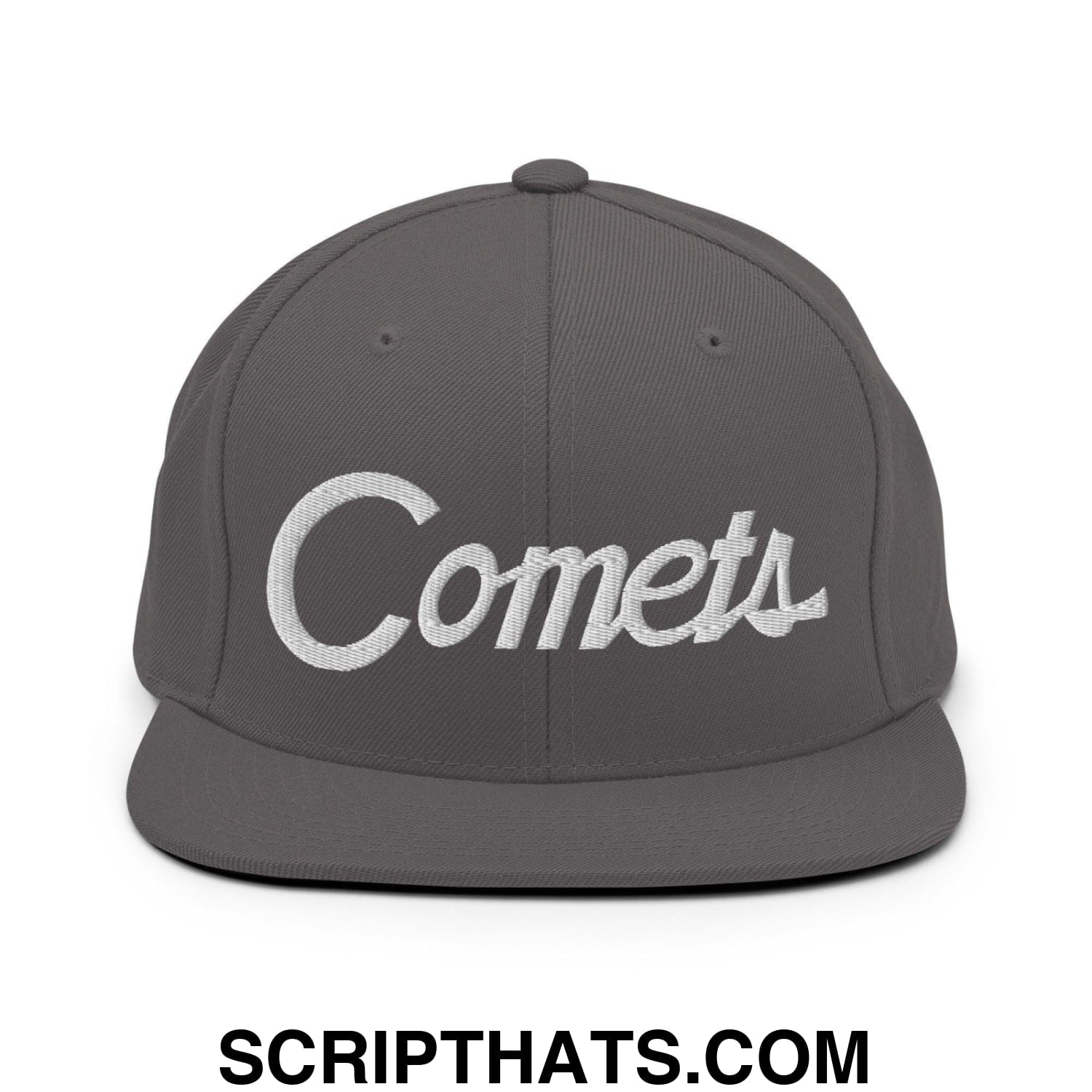 Comets School Mascot Script Snapback Hat Dark Grey