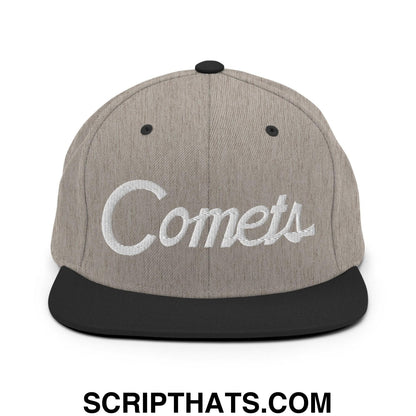 Comets School Mascot Script Snapback Hat Heather Black