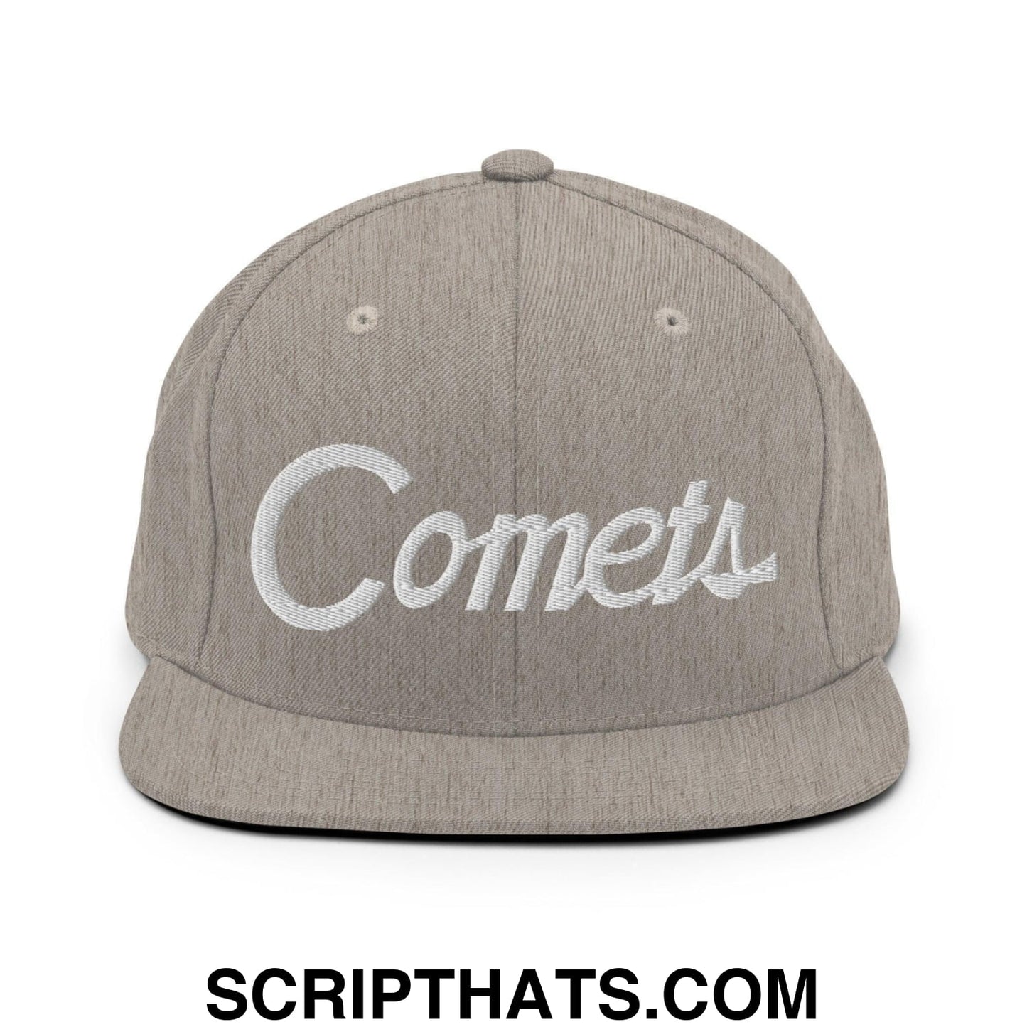 Comets School Mascot Script Snapback Hat Heather Grey