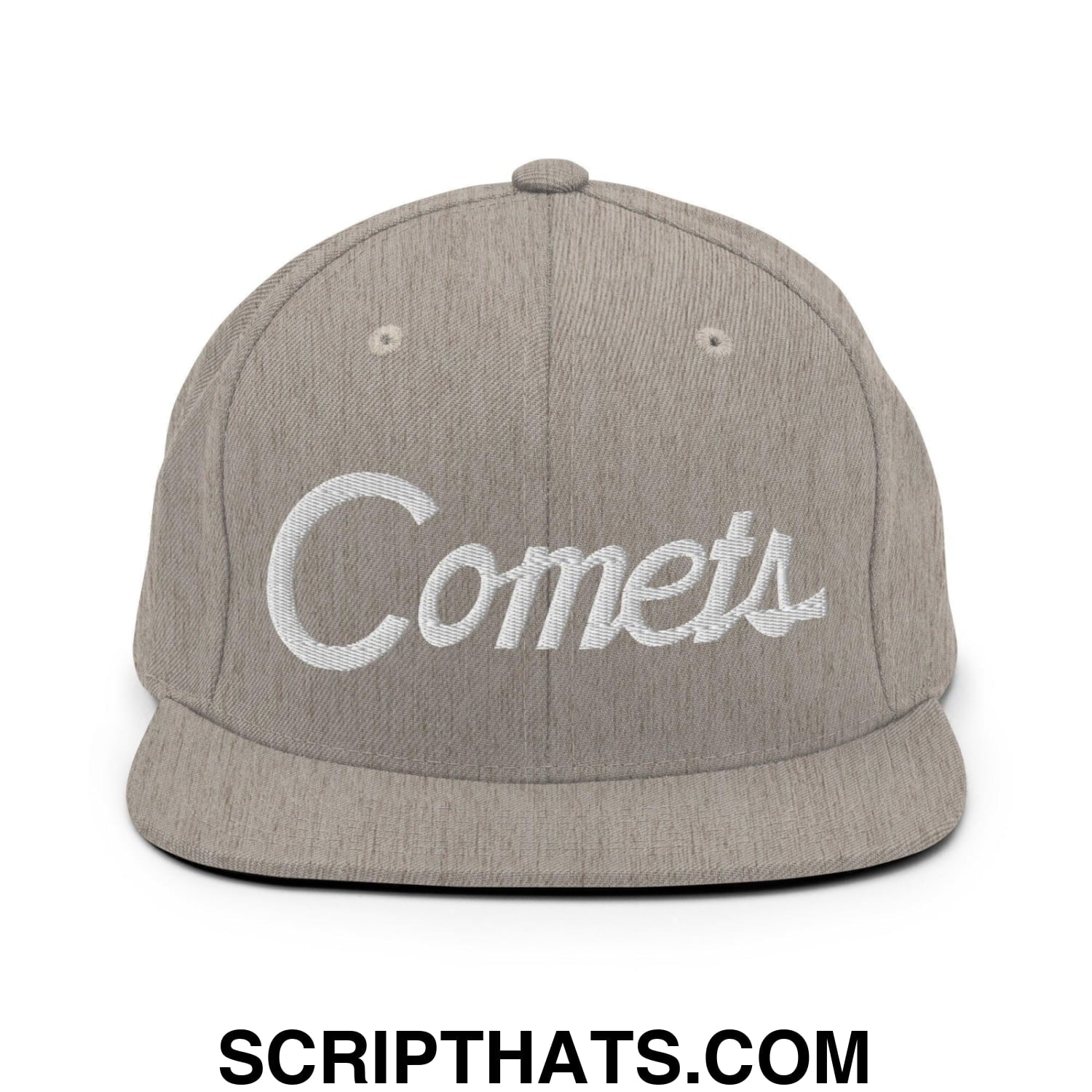 Comets School Mascot Script Snapback Hat Heather Grey