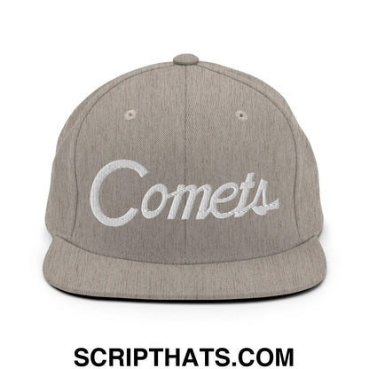 Comets School Mascot Script Snapback Hat Heather Grey