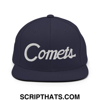 Comets School Mascot Script Snapback Hat Navy