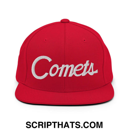 Comets School Mascot Script Snapback Hat Red