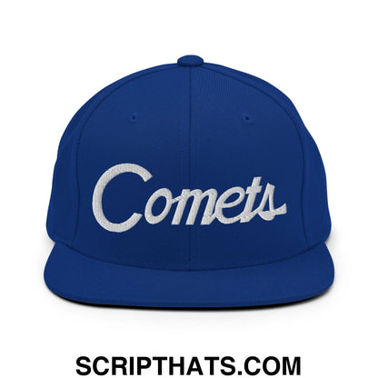 Comets School Mascot Script Snapback Hat Royal Blue