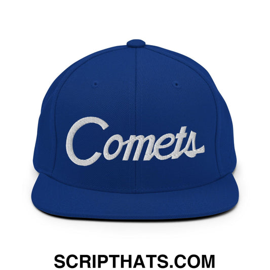 Comets School Mascot Script Snapback Hat Royal Blue