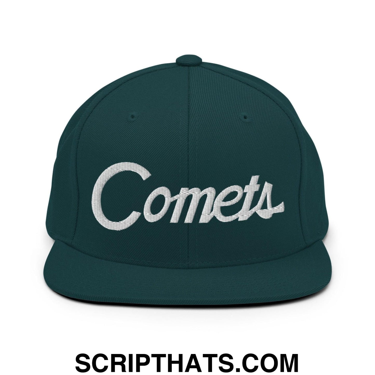 Comets School Mascot Script Snapback Hat Spruce