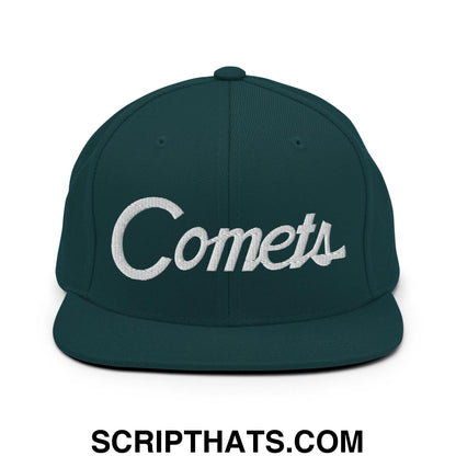 Comets School Mascot Script Snapback Hat Spruce