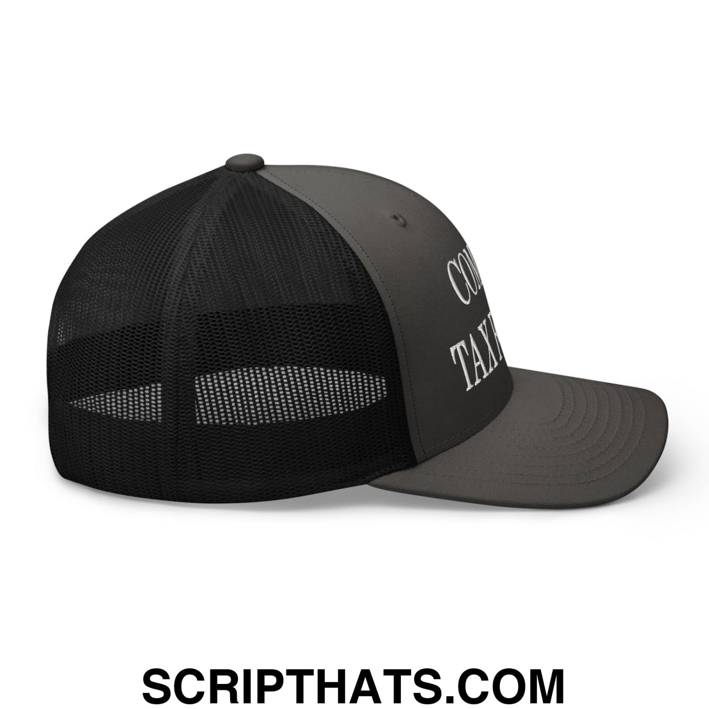 Commit Tax Fraud Embroidered Mesh Trucker Hat Charcoal Black