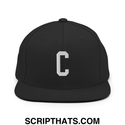 Compton C Letter Varsity Letterman Block Snapback Hat Black