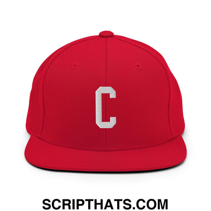 Compton C Letter Varsity Letterman Block Snapback Hat Red