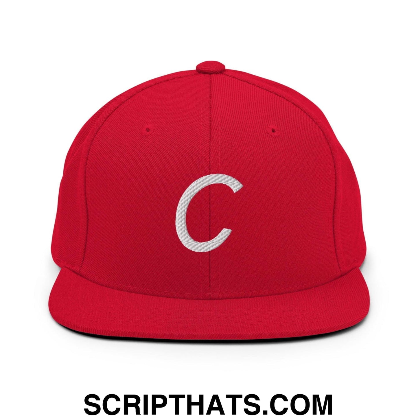 Compton C Letter Vintage Sports Script Snapback Hat Red