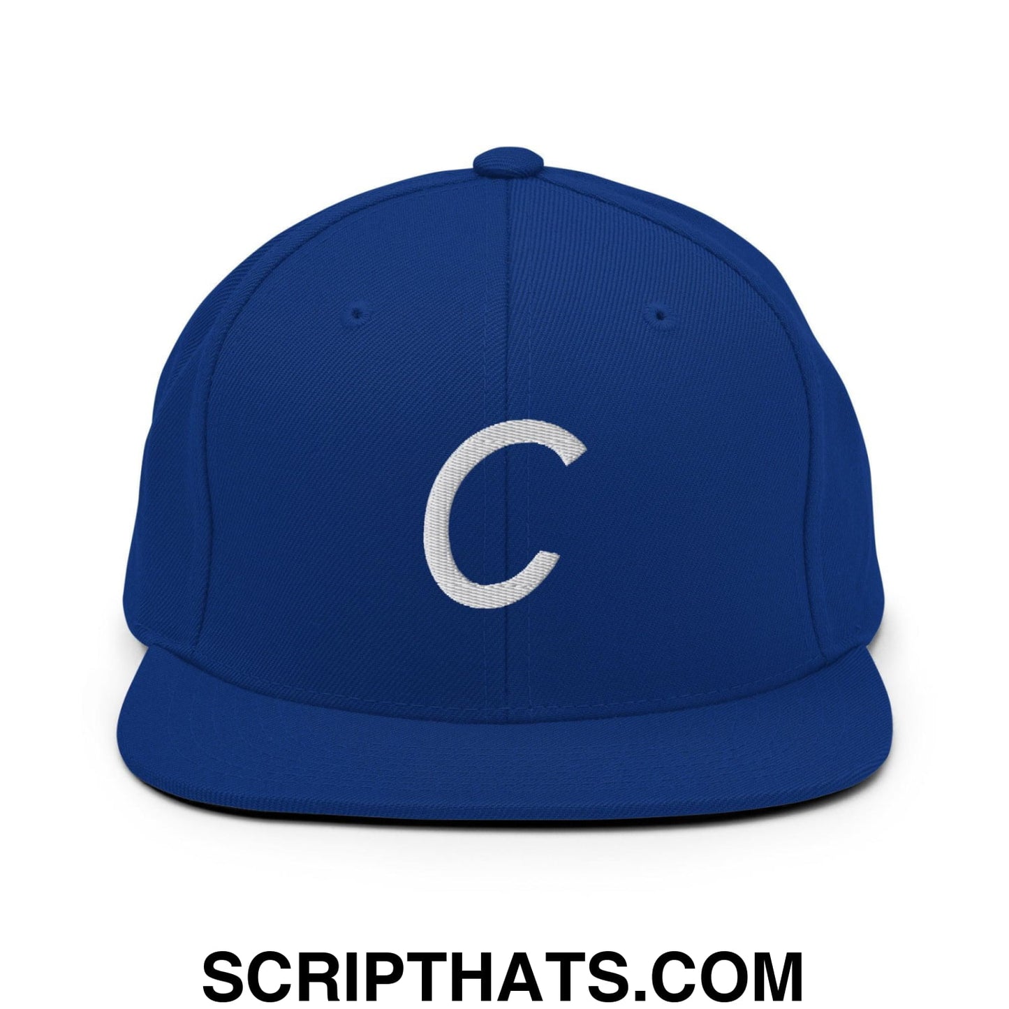Compton C Letter Vintage Sports Script Snapback Hat Royal Blue