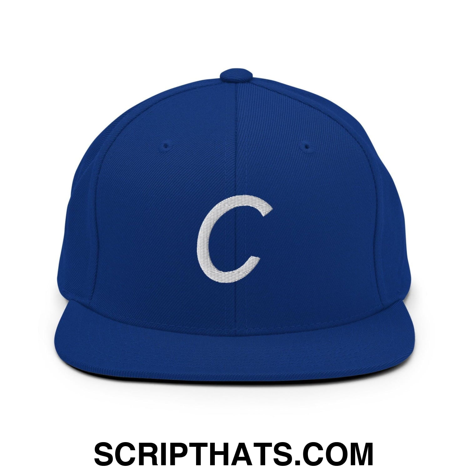 Compton C Letter Vintage Sports Script Snapback Hat Royal Blue