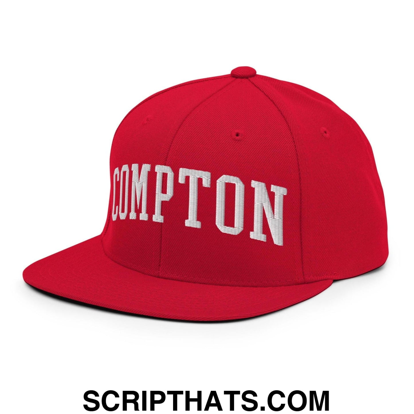 Compton II Varsity Letterman Block Snapback Hat Red