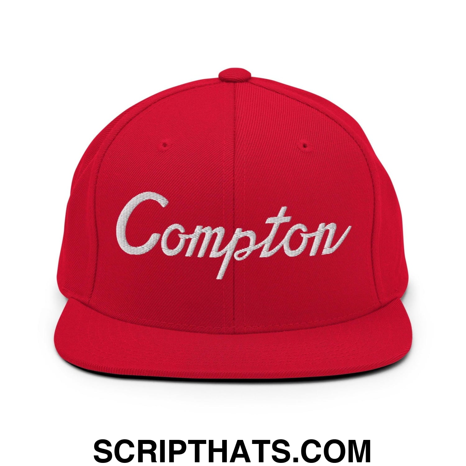 Compton II Vintage Sports Script Snapback Hat Red