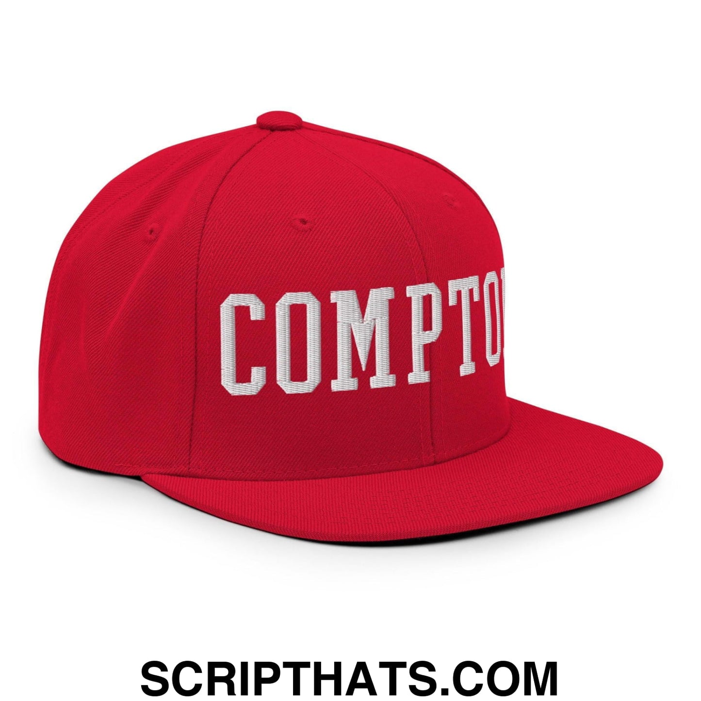 Compton Varsity Letterman Block Snapback Hat Red