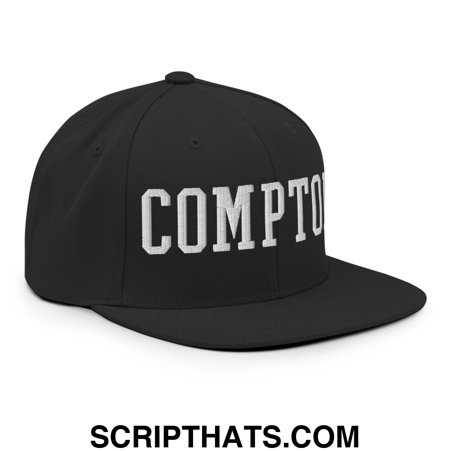 Compton Varsity Letterman Block Snapback Hat Black