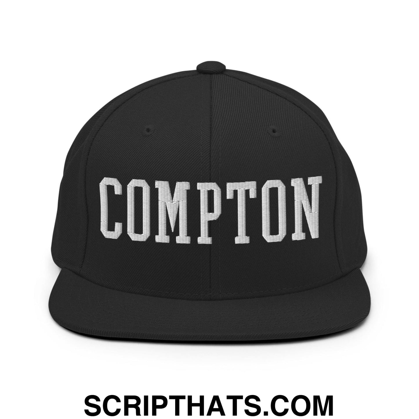 Compton Varsity Letterman Block Snapback Hat Black