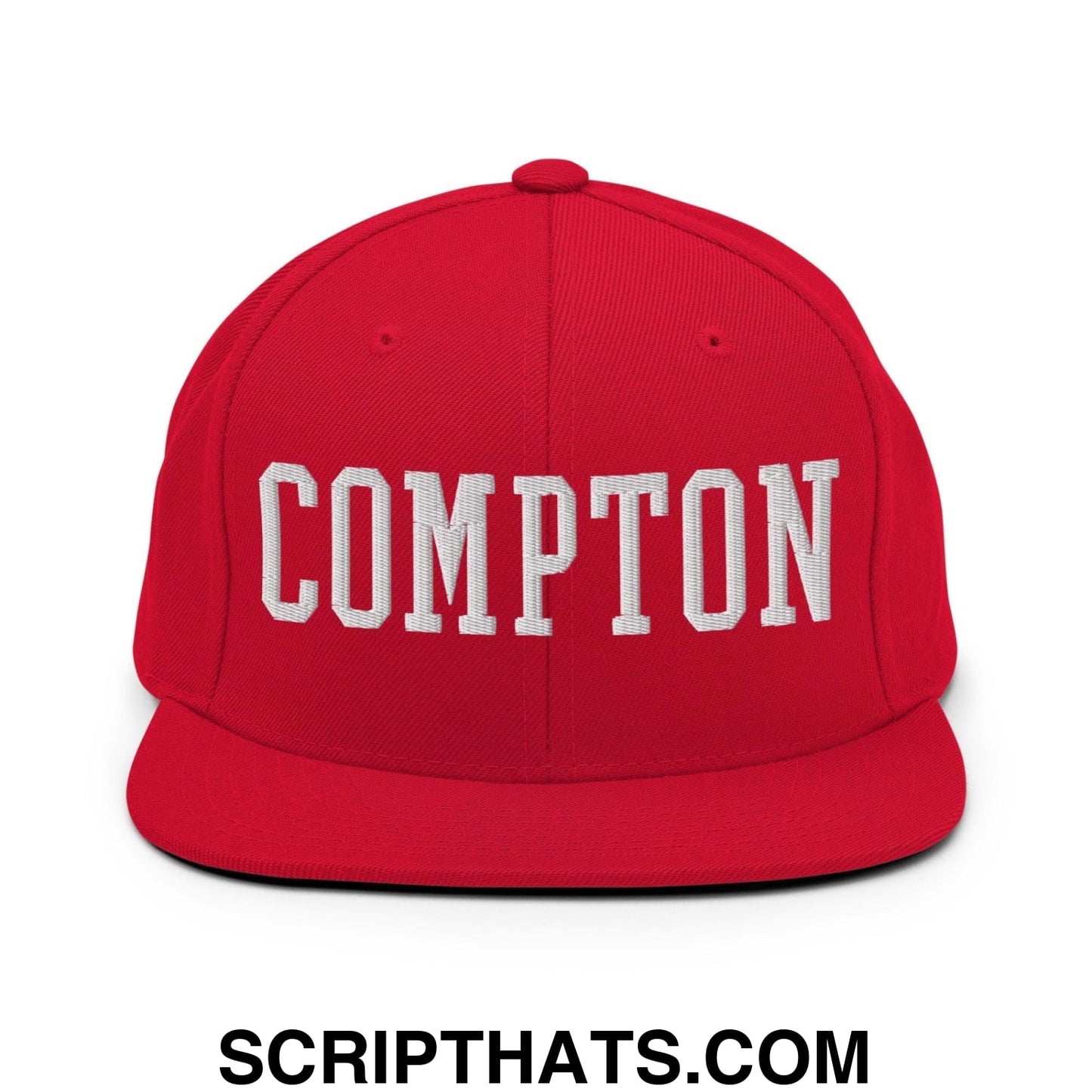 Compton Varsity Letterman Block Snapback Hat Red