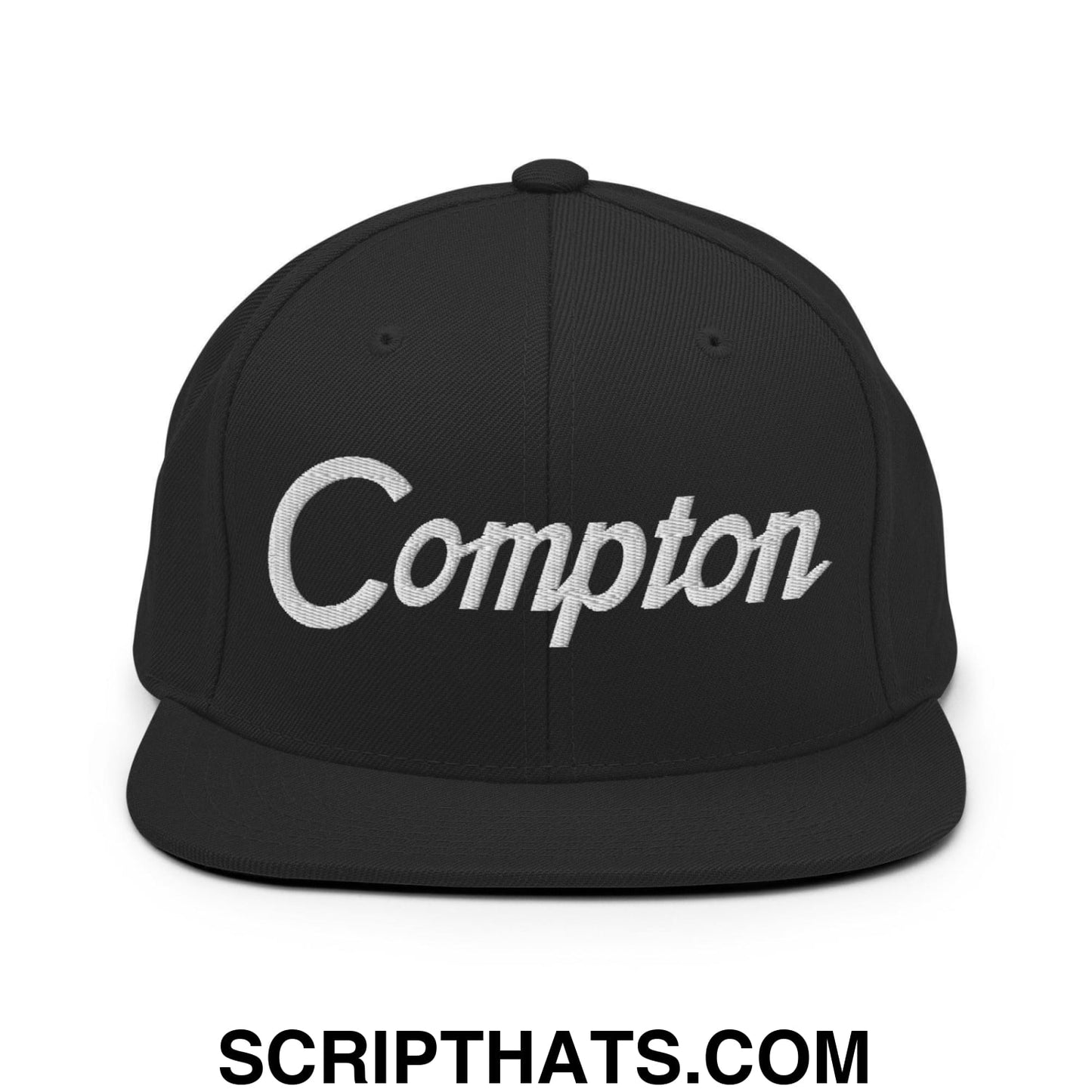 Compton Vintage Sports Script Snapback Hat Black