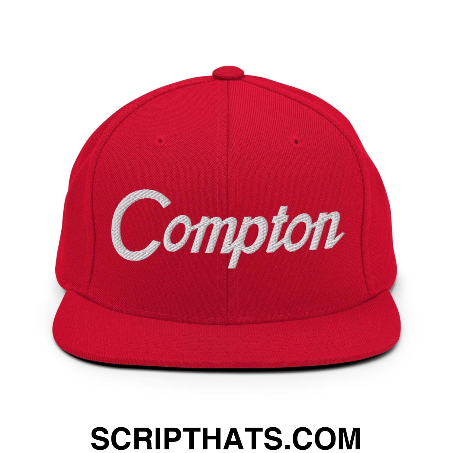 Compton Vintage Sports Script Snapback Hat Red
