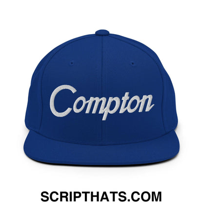 Compton Vintage Sports Script Snapback Hat Royal Blue
