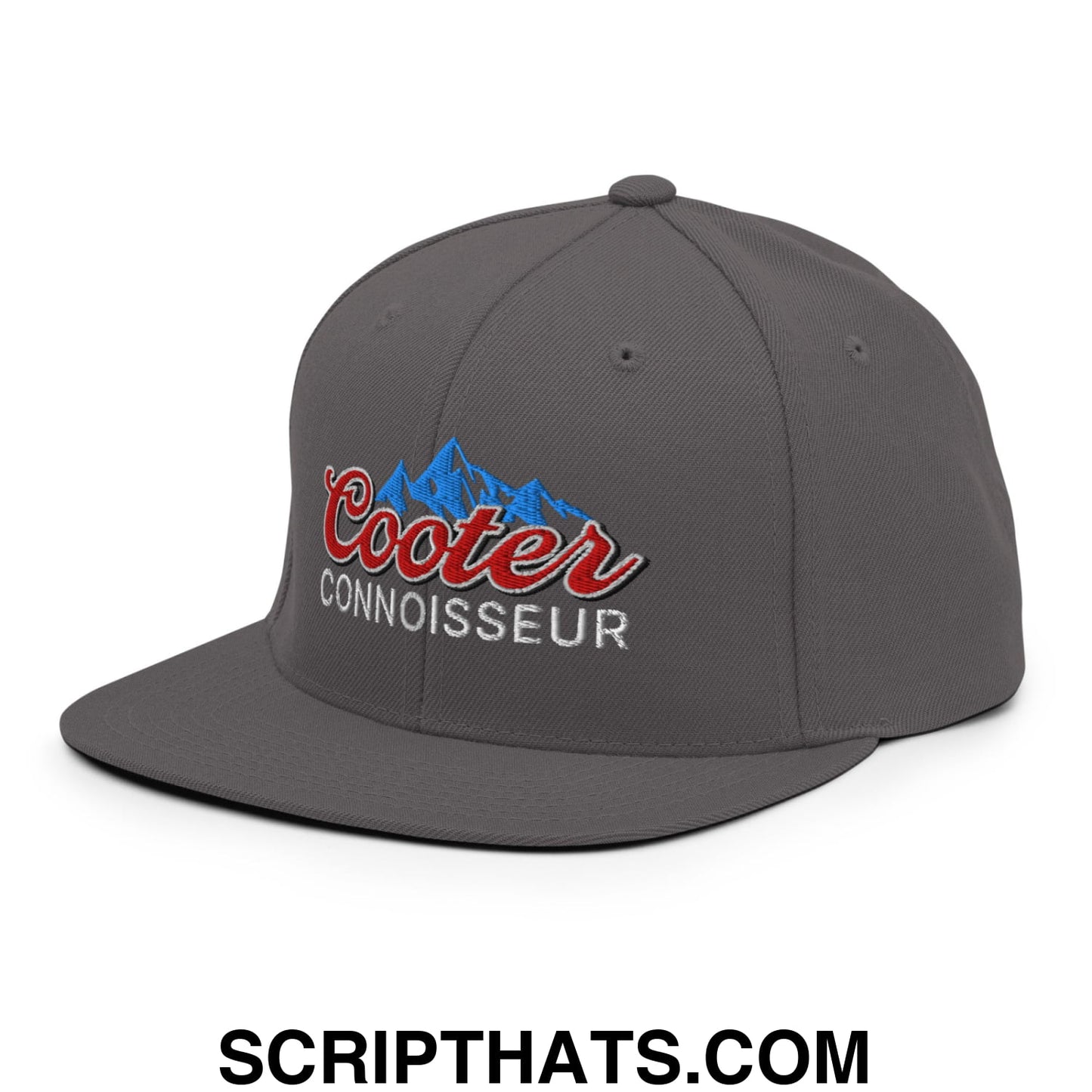 Cooter Connoisseur Embroidered Flat Bill Brim Snapback Hat Dark Grey